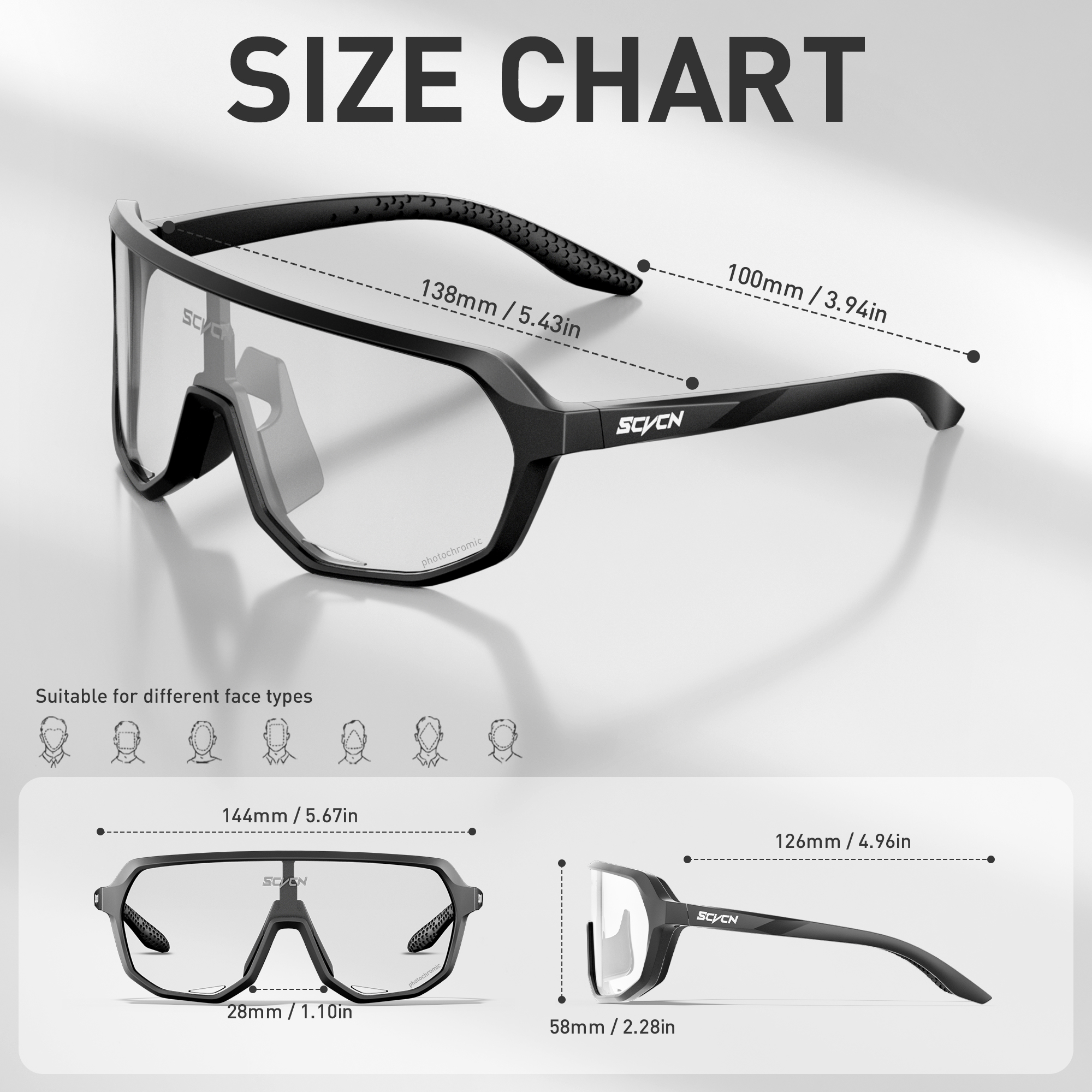 SCVCN Polarized Sunglasses for Driving Cycling Glasses Bicycle Mountain Bike Men Women UV400 Casual Glasses