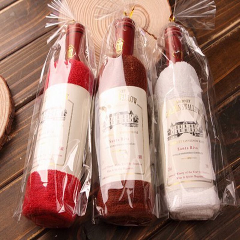 Kreative Rotwein Flasche bilden Handtuch Taschen Opp Einzigen Flasche Wein Kasten Von 100% Baumwolle Handtuch Kuchen