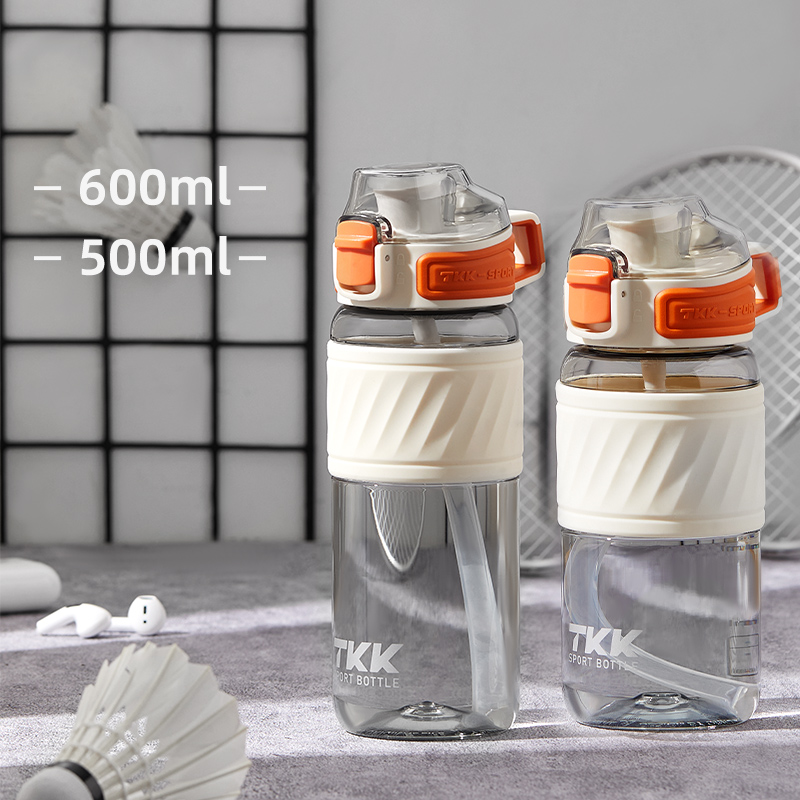 Tkk 500/600ml bpa-fri sportvattenflaska tritan bpa-fri läckagesäker plastmugg skolbarnsflaska: Vit / 0.4l