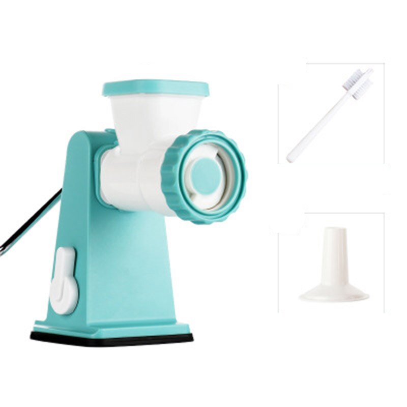 Manuell husholdning kjøttkvern grønnsaker hakker kjøttdeig multifunksjon mat prosessor pølsestopper kjøkkenverktøy: Blå