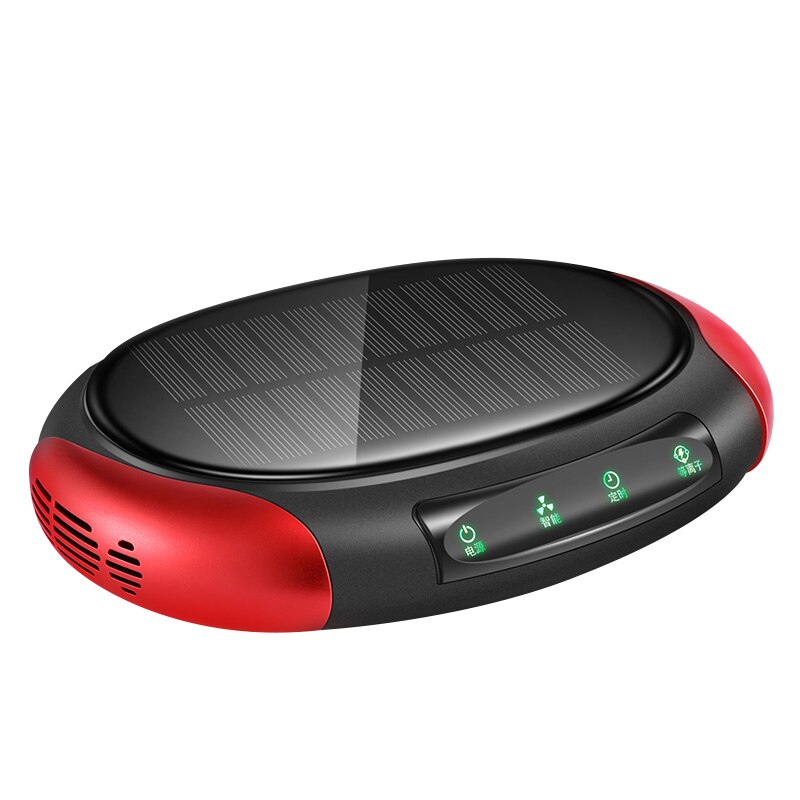Portable voiture solaire véhicule maison pas de bruit filtre à énergie solaire nettoyant Purifier ozoniseur éliminateur d'odeur Anion purificateur d'air: Black and red