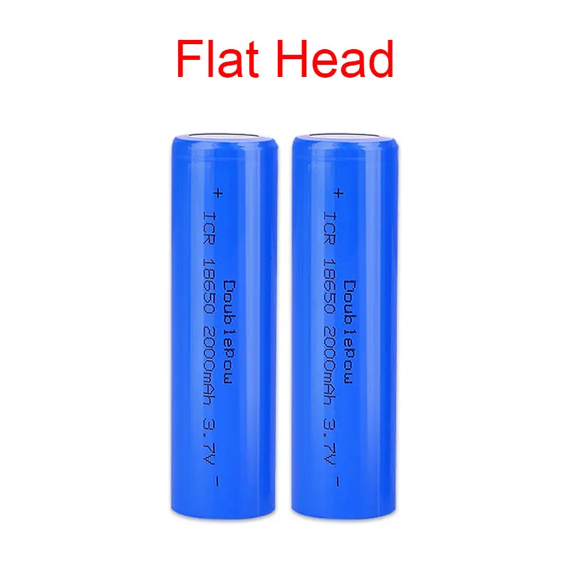 2PCS 100% Original 18650 3.7v 2000mah 18650 Rechargeable Lithium Battery for Flashlight Batteries: WHITE