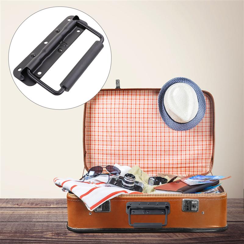 2pcs Spring Fold Handles Toolbox Handles Cabinet Handles (without Screw Black)