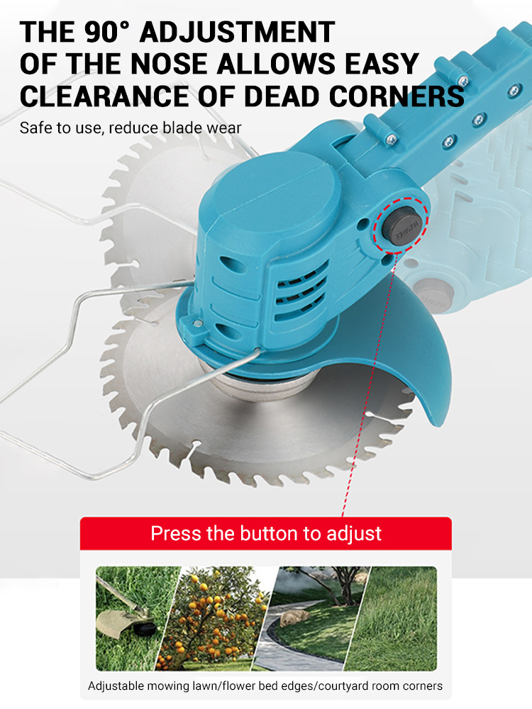 Elektrisk gräsklippare 35cm teleskopiska längdjusterbara skärare sladdlös trädgårdsgräsklippare trimmer för makita 21v batteristift