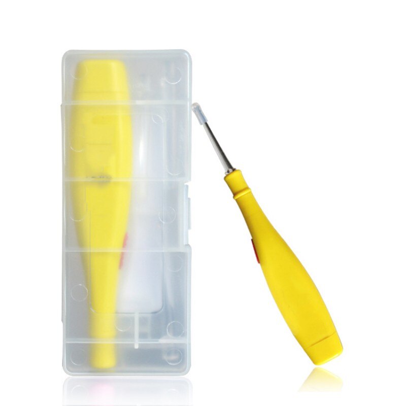 Børn baby pleje kits sikkerhed led flash belysning ørepick ske ørevoks curette remover værktøj sæt tilbehør: Gul