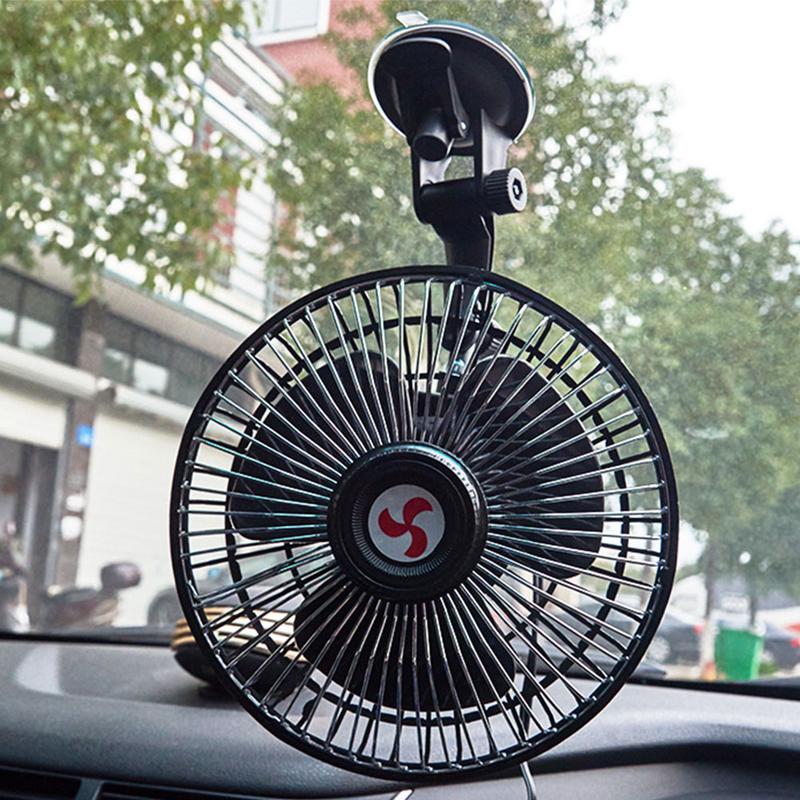 Bil elektrisk vifte 8 tommers sugekopp type 12v bil liten fansigarettenneruttak 360- gradere rotasjon auto bilvifte