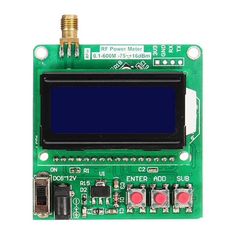 Accurate Power Meter Digital LCD RF Power Meter -75-16 DBm 1-600MHz Radio Frequency Attenuation Value AT Attenuation DB Module