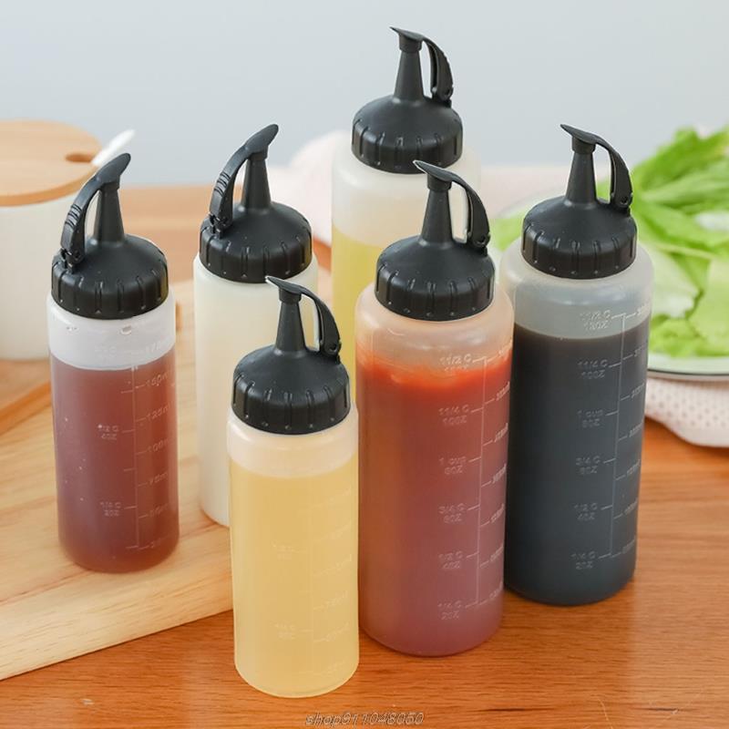 Multifunction Soy Sauce Bottle, Seasoning Jar Salad Dressing Bottle, Plastic Squeeze Bottle for Condiments AG13 21