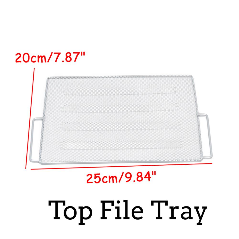 Stackable Iron Mesh A4 Paper Organizer Document File Storage Basket Holder Desktop Office Book Magazine Newspaper Storage Tray: silver top