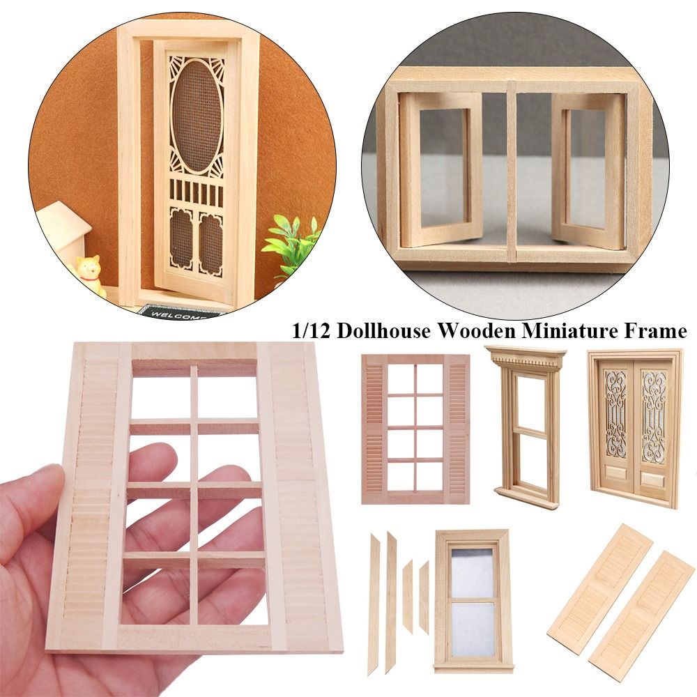 8 Stile Puppenhaus möbel Miniatur puppen zubehör Puppenhaus fenster Glasplatte Holzrahmen Puppen möbel
