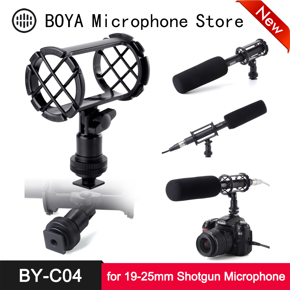 BOYA BY-C04 Microphone Shock Mount for Rode NTG-1 NTG-2 NTG-3 NTG-4 Sony ECM-CG50 AT897 ATR6550 MKH-416 ME66/K6 MKE-600 SGM-1X