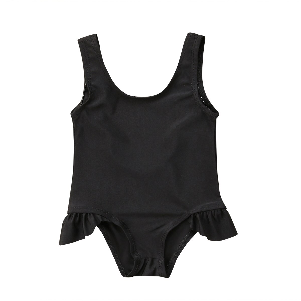 Nyfødt barn børn baby pige sommer badedragt ærmeløs solid sort badetøj svømning badedragt ét stykke 0-3y