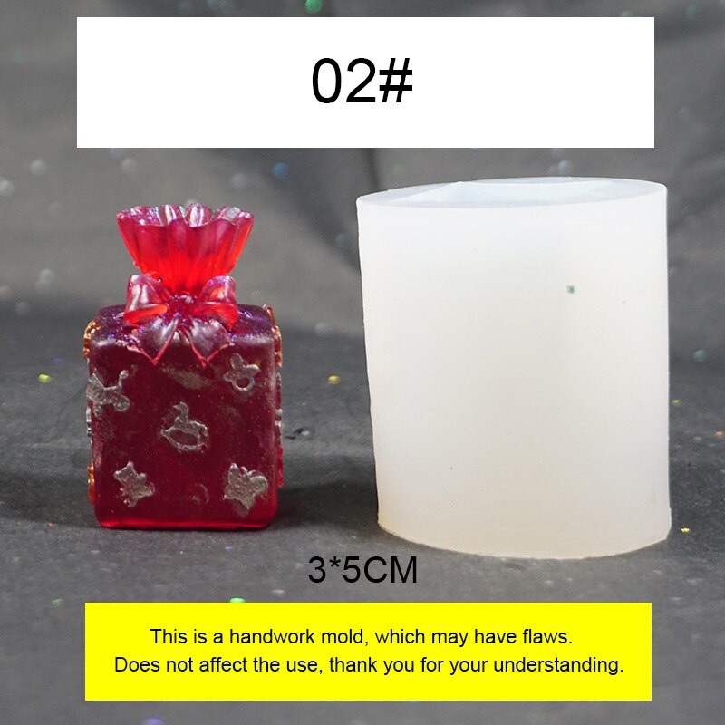 Caja de de molde de Navidad, molde de silicona Flexible, molde de decoración para el hogar pequeño, moldes para joyería de resina de Moldes de resina epoxi esmerilado: 02