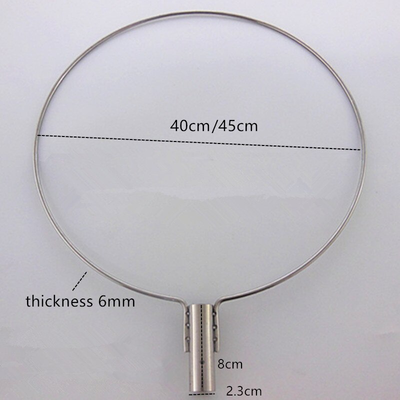 30cm-45cm dyppenet ring massivt rustfrit stål fiskenet tilbehør tuck net hoved fiskeværktøj landingsnet rød de pesca udendørs