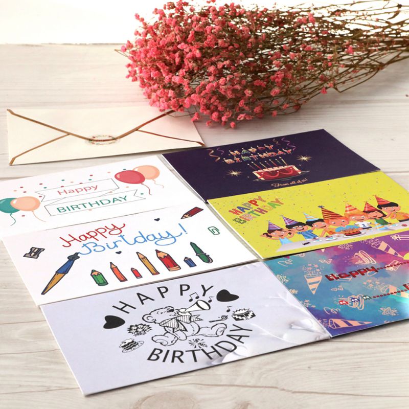 6PCS Thank You Paper Cards Note Envelopes Greeting Wedding Party Reception Crafts QX2E