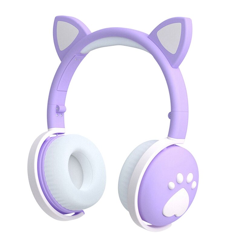Cat Headset with Mic Kids Bluetooth 5.0 Cute LED Light Noise Stereo: Multicolor