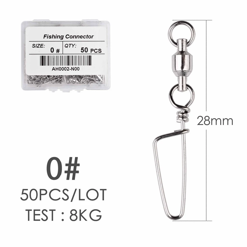 50pcs Fishing Ball Bearing Swivel with Coastlock Snap 0-6# Stainless Barrel Swivels Hook Lure Fishing Connector Tackle Box: Golden