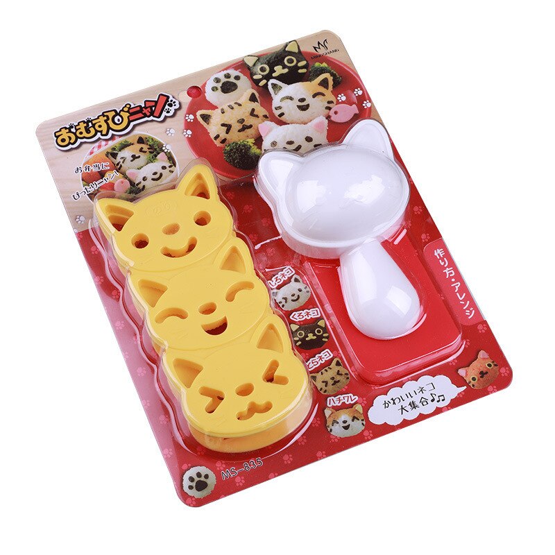 Molde de arroz Nori con forma de gato y sonrisa para decoración, cortador Kawaii de conejo y perro, sandwichera, herramienta de bricolaje, utensilios de cocina: A