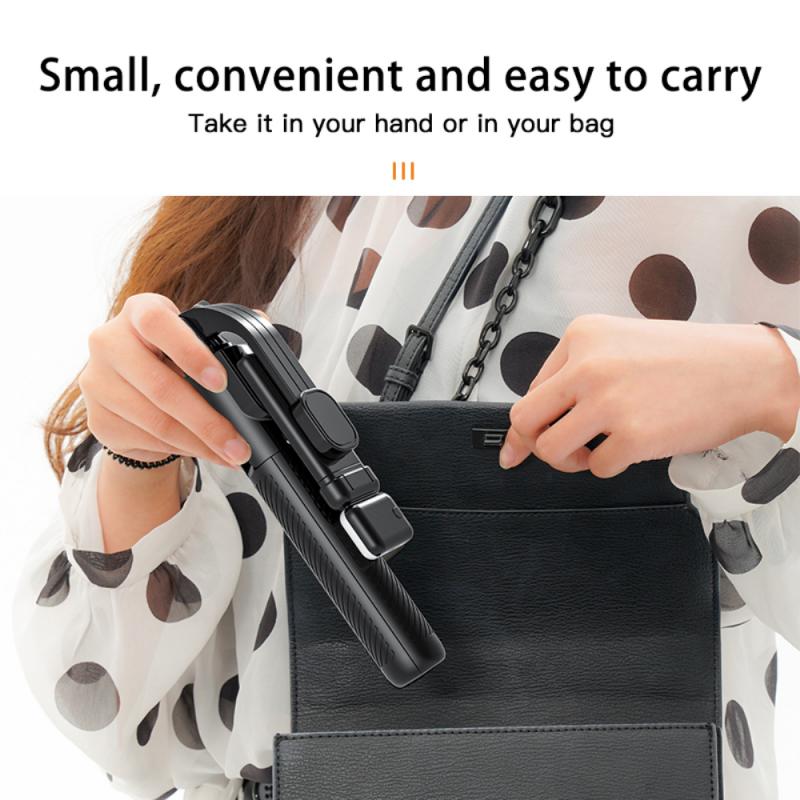 Portable 3- -in- -1 phone stand selfie stick with 360 ° rotation, wireless blue-tooth control selfie stick and a fill light