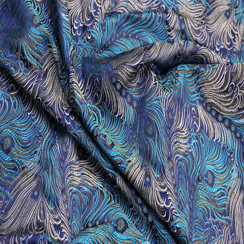 75x50cm peacock Brocade silk Fabric Damask Jacquard Apparel Costume Upholstery Furnishing Curtain Clothing Material patchwork