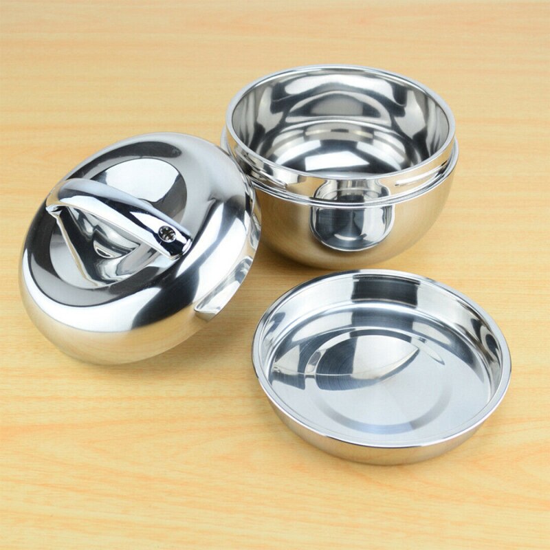 Stainless Steel Mini Double Layer Round Bento Box Thermos/Lunch Box Food Container Lunch Box for Kids Kitchen Food Box