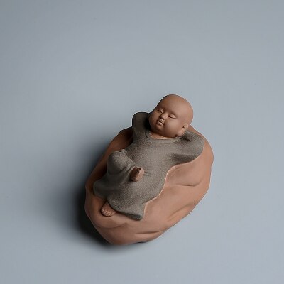 Ręcznie robiona purpurowa glina mała mnich herbata ozdoby dla zwierząt kreatywne śliczne małe początkujący zestaw herbaty herbata akcesoria zagraj w wodę Teaware rzemiosło