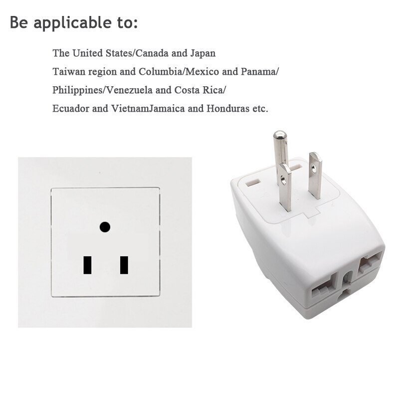 2PCS-EU AU UK Swiss to US Japan Canada Philippines Thailand Taiwan Grounding US 2-in-1 Power Plug Adapter