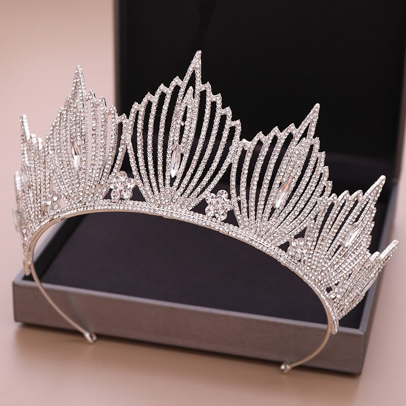 Luxe Crystal Kronen Zilver Goud Grote Tiara Diadems Vrouwen Bridal Pageant Bruiloft Haaraccessoires Koningin Crown Haar Sieraden