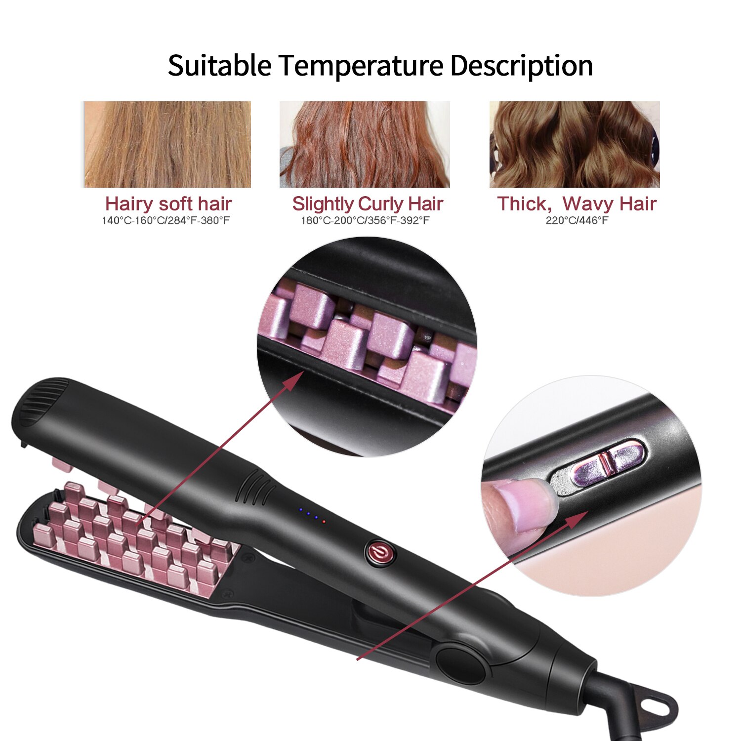 Volumizing Hair Iron 2 IN 1 Hair Straightener Curling Ceramic Crimper Corrugated Curler Flat Iron 3D Fluffy Hair Styling Tool