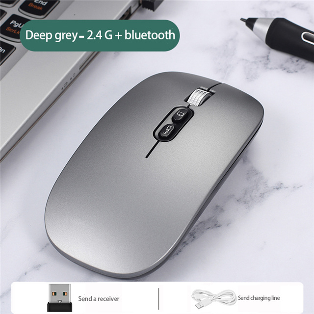 Adjustable DPI Ultra Slim Mouse Wirelesss Silent Mini Ergonomic Mause Rechargeable 2.4Ghz Wireless Mouse for Ipad Pro 11 for Mac: Bluetooth Gray