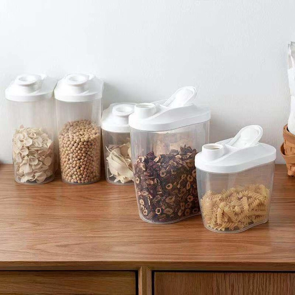 Madopbevaringsbeholder lufttætte beholdere - korn & amp; tørfoder plastikbeholdere opbevaringsboks til kornmel ris snacks sukker