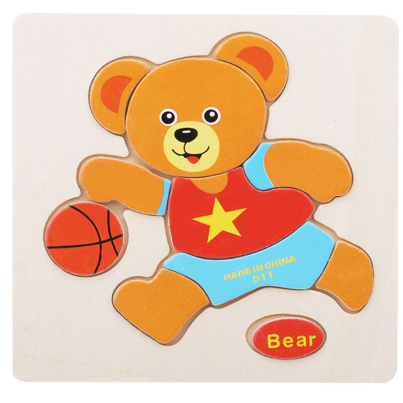 Color Cognition Board Montessori Educational Toys For Children Wooden Toy Jigsaw Kids Early Learning Color Match Game: Bear Type 3