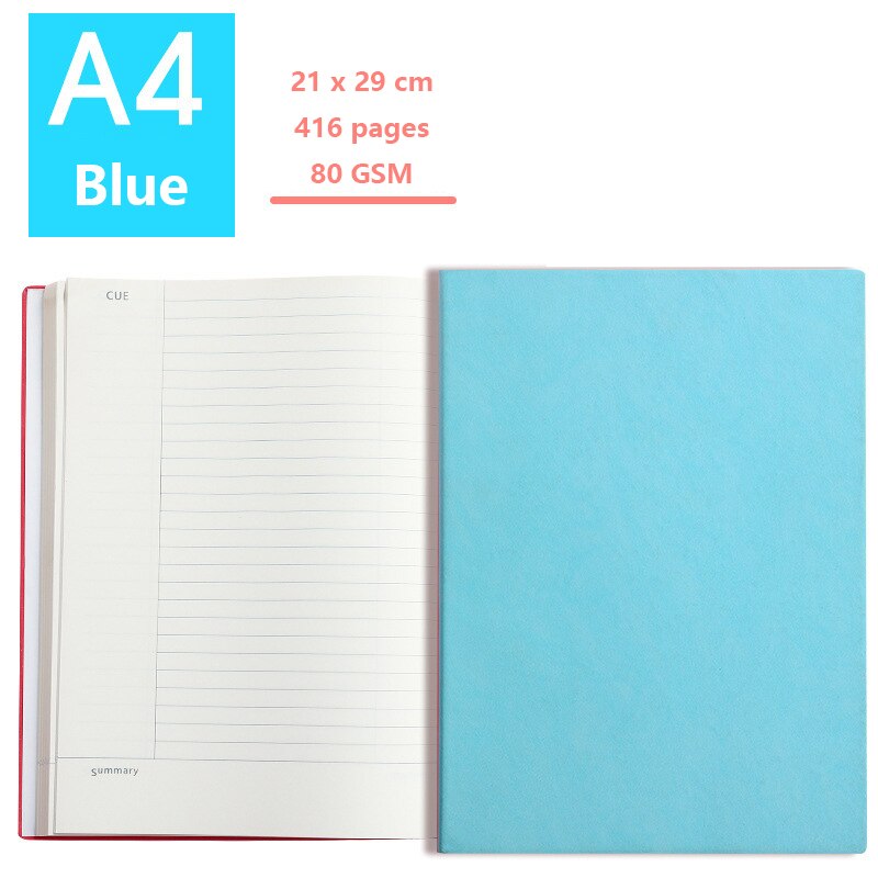 Libretas Zeszyt Large Thicken A4 Notebook 416 Pages Lined Format Daily Writing Planner School Homework Business Memopad Cuaderno: A4 Sky Blue