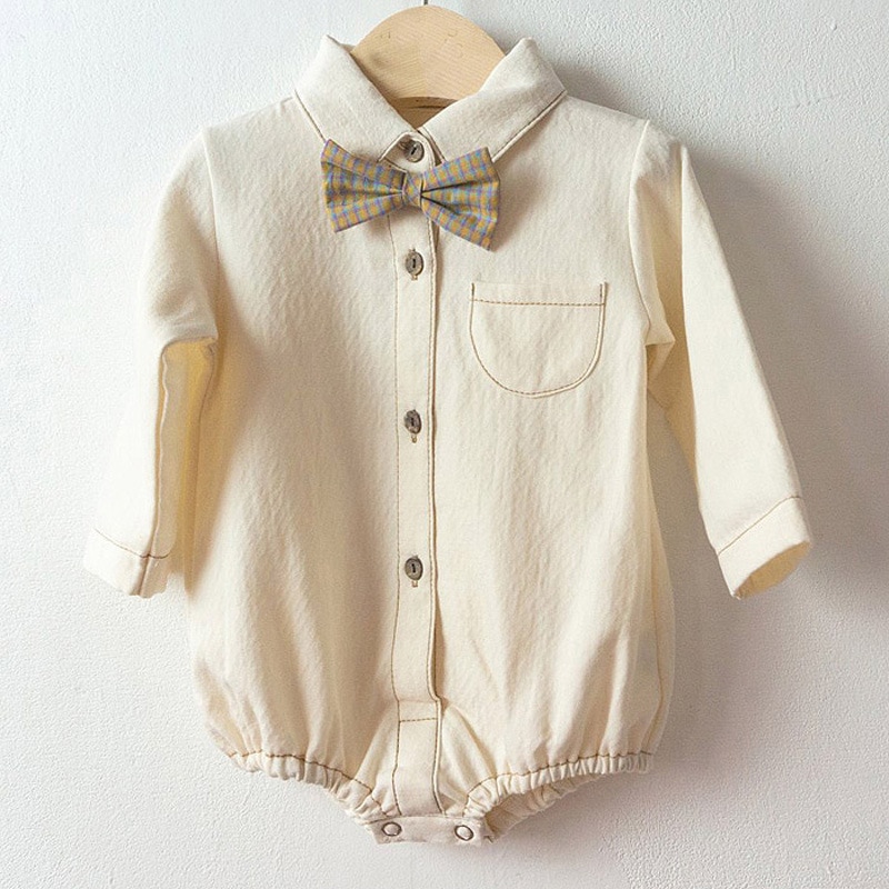 Ins Baby Clothing Baby Bodysuits Baby Boys Jumpsuits Baby Suits: Beige / 80cm