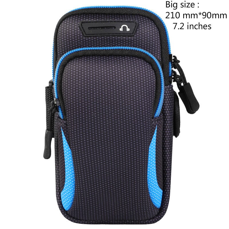 Wrist Arm Band Bag Universal for Mobile iPhone 13 with 6.5&quot; 7.2 inch Breathable Mesh Waterproof Sports Armband Phone Case: blue7.2inch
