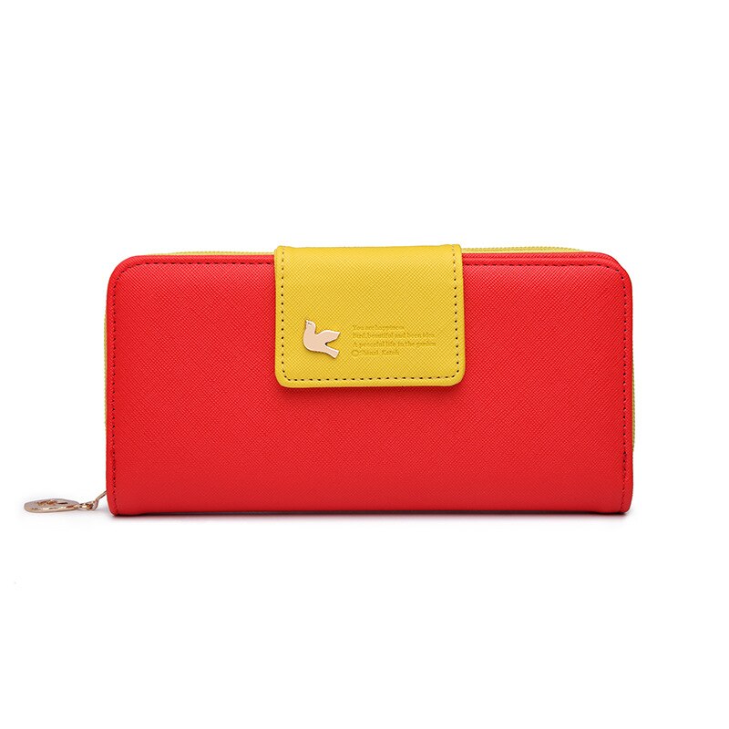 Armband kvinnor lång clutch plånbok stor kapacitet plånböcker kvinnlig dragkedja dam plånböcker telefon ficka korthållare: Röd