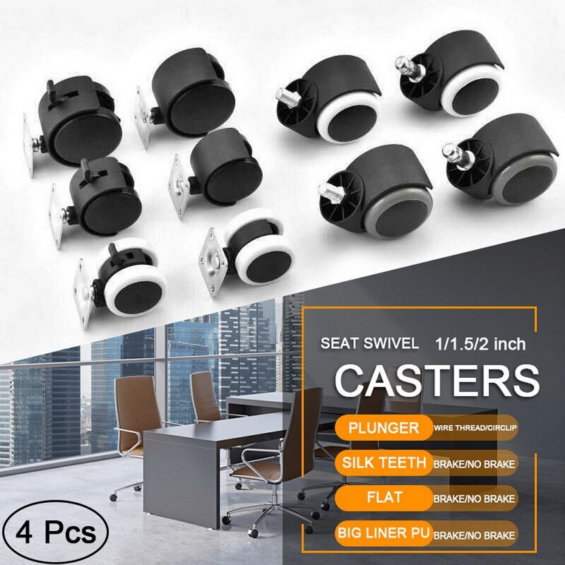 4 stücke Universal- stumm schwenken Rollen Möbel Rad Rolle Weiß PP Nylon Dual 360 Grad Rolle Rad Für Plattform Wagen stuhl