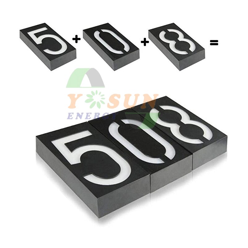 Yosun Solar Light House Number Door Plate Digital Solar Light LED Address Signs Door Number Digits Wall Mount Number