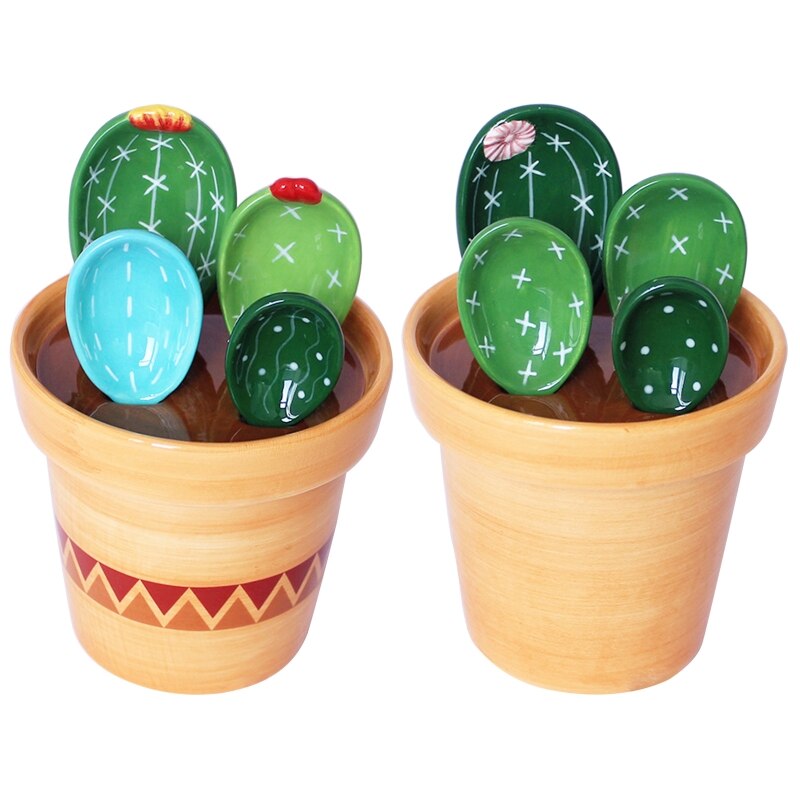 Keramische Cactus Maatlepels Met Houder Set Bakken Maatlepels Voor Thuis Keuken Koken Bakken Suiker Zout