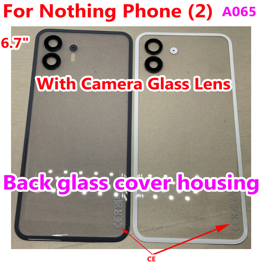 Original 6.7'' For Nothing Phone (2) Back Battery Cover Phone 2 A065 Housing Rear Case For Phone2 Glass Lid phone two Replace
