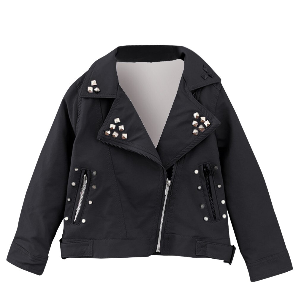 Peuter Baby Meisjes Jongens Lange Mouwen Solid Uitloper Lederen Jas Jas Kleding Mode Unisex Rits Meisjes Jassen Winter