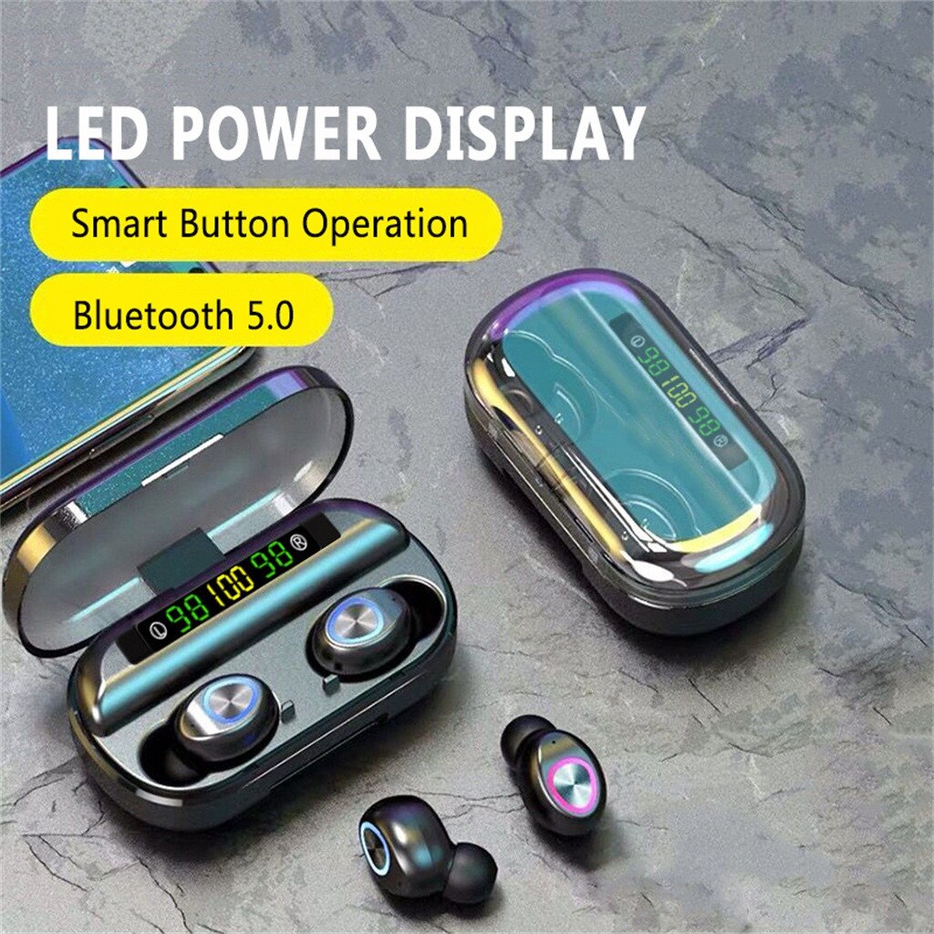 Draadloze Koptelefoon Bluetooth 5.0 Sport Draadloze Headset Led Display Smart Knop Opreation Oordopjes Met Microfoon Headset