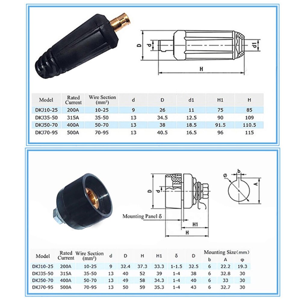 Quick Fitting Cable Connector Plug Socket DKJ10-25 DKJ30-50 MIG MMA TIG Welding Machine Real Copper Rubber