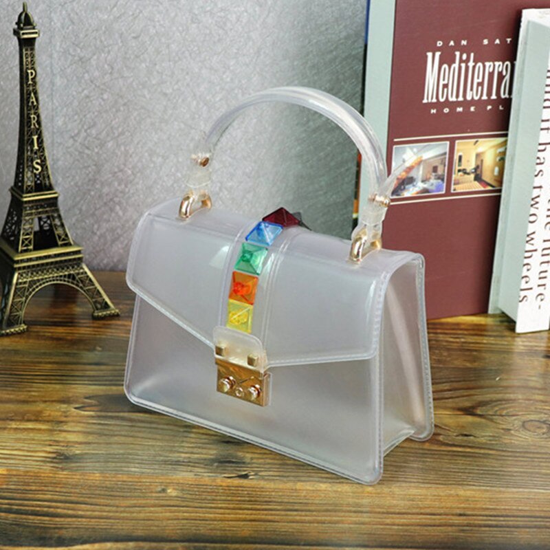 Clear Transparante Bakken Mini Geleizak klinknagel PVC Handtas Solid Candy Dames Schoudertas Kleine zadel Crossbody Tassen