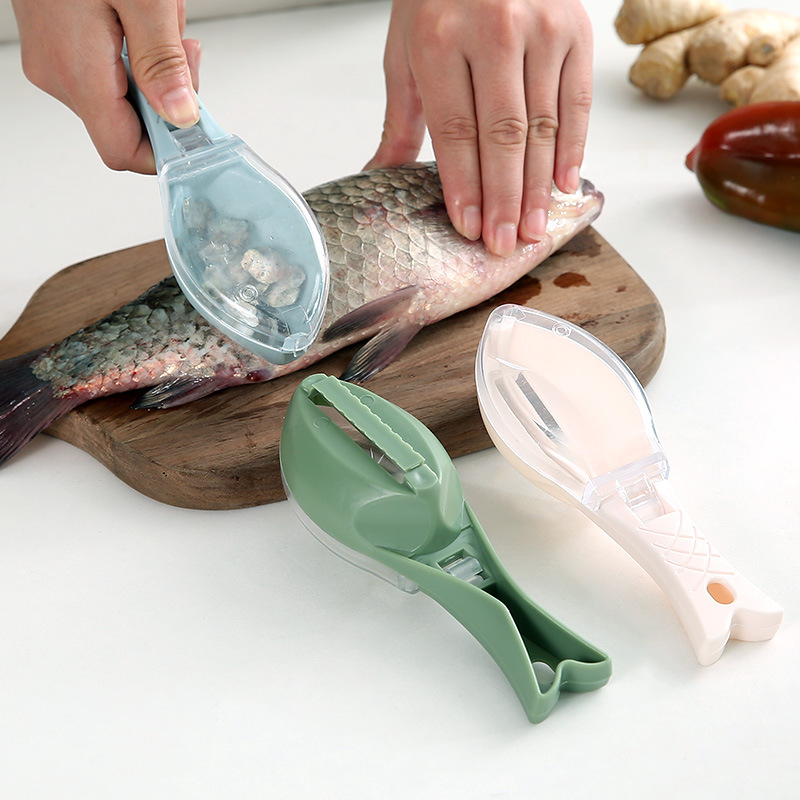 Practical Fish Scale Brush With Cover Manual Fish Scale Scraper Tool Kitchen Scale Remove Gadget Cleaning Scaler Scraper ZB847