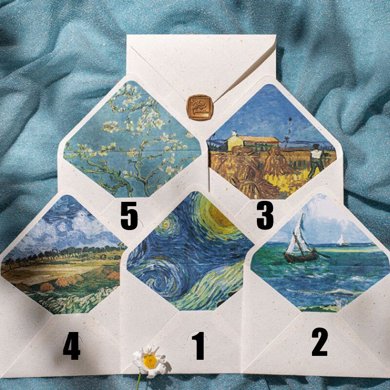 10 Stks/set Prachtige Vintage Enveloppen Classic Van Gogh Olieverf En Plant Artistieke Enveloppen Voor Letters Huwelijksuitnodiging