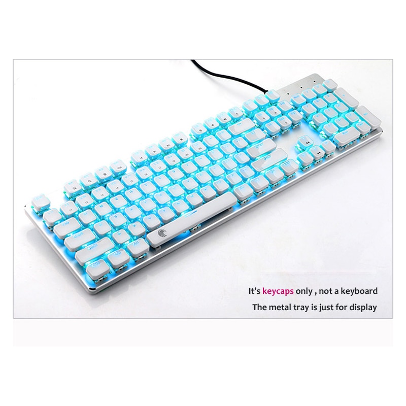 White Low Profile Keycaps for Mechanical Keyboard Crystal Edge White with Key Caps Puller Hard Plastic 104 Keys US Layout