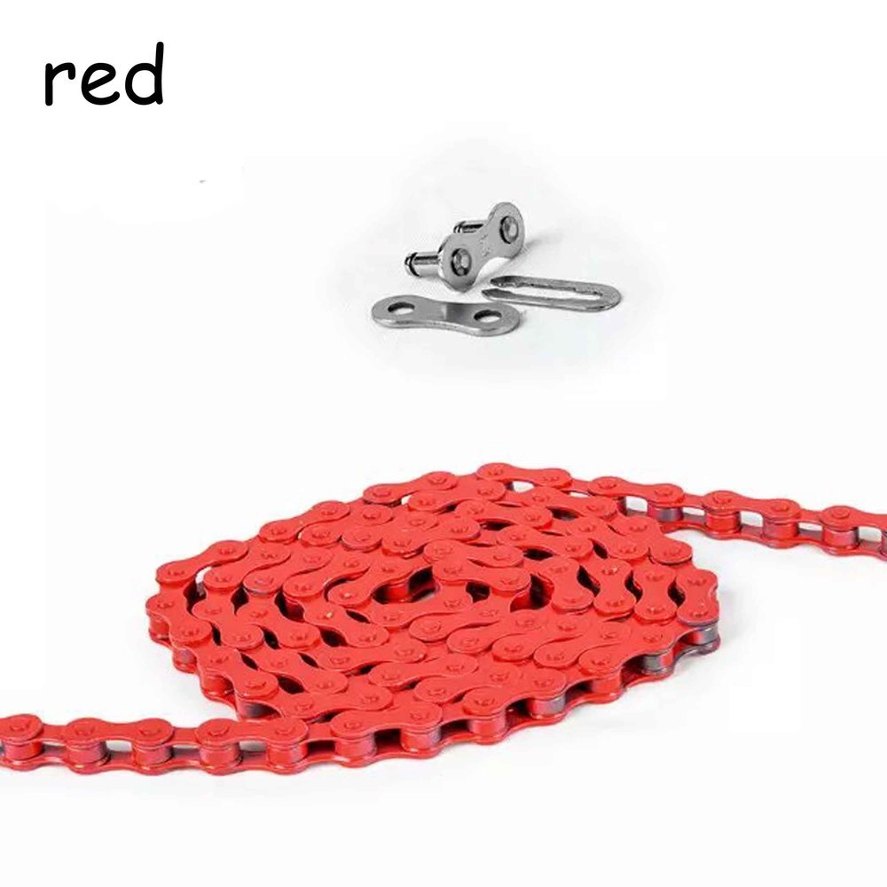 Fixed gear track bike bicycle chain single speed chain magic button chain colorful 98 links CZC004: Red