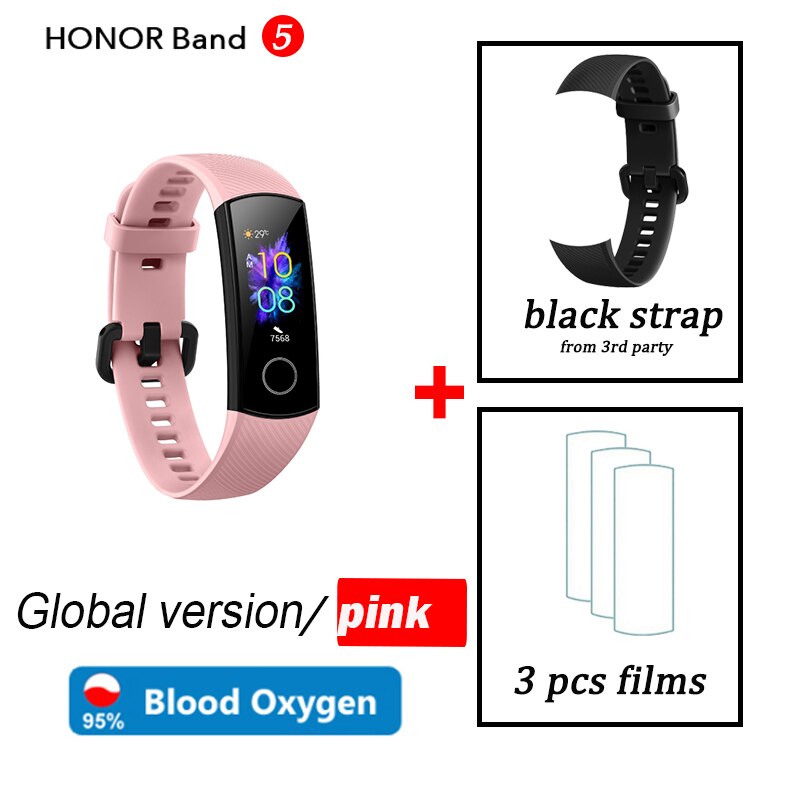 Honor band 5 wereldwijde versie smartband amoled hartslag fitness slaap zwemmen sport bloedzuurstofmeter