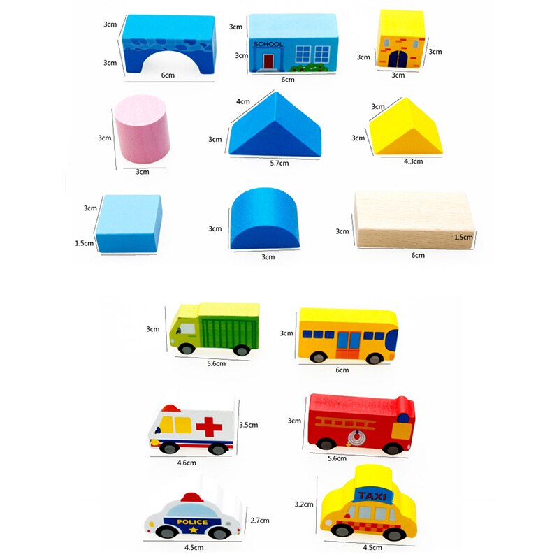 62Pcs Kinderen Houten Blokken Stedelijke Verkeer Assembleren Baby Speelgoed Vroege Onderwijs En Intellectuele Ontwikkeling